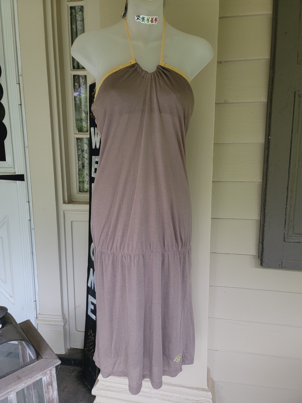 Triple Five Soul 555 Taupe Halter Sun Dress Swim Coverup Sport Tennis Dress